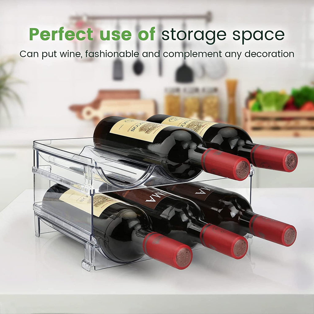 Stackable Water Bottle Organizer - 2 Pack Cabinet Storage Rack for Neat and Easy Access