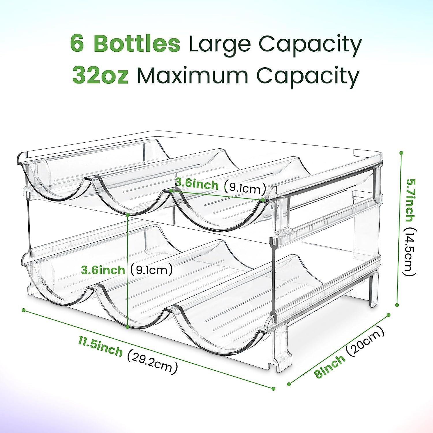 Stackable Water Bottle Organizer - 2 Pack Cabinet Storage Rack for Neat and Easy Access