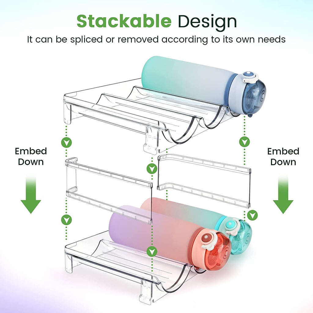 Stackable Water Bottle Organizer - 2 Pack Cabinet Storage Rack for Neat and Easy Access